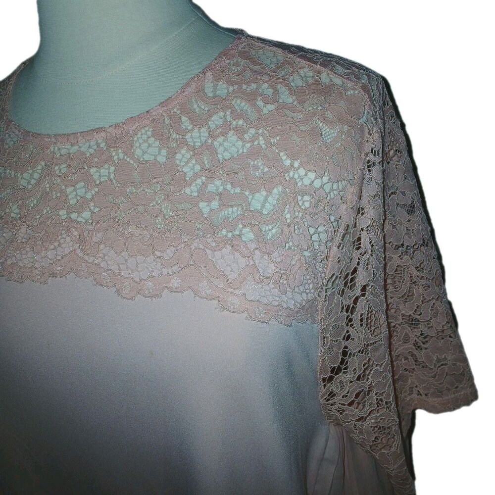 THE LIMITED Women 3X Holiday Lace Pleats Babydoll Church Wedding Top Solid Pink